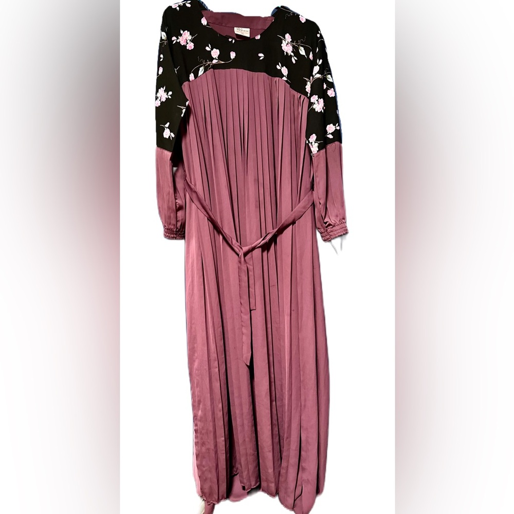 Full sleeves long abaya dress for women with belt maxi dress